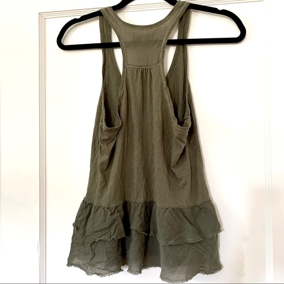 ✨ Aerie Olive Green Racerback Lightweight Tank with Ruffled Hem - XS - Picture 5 of 7